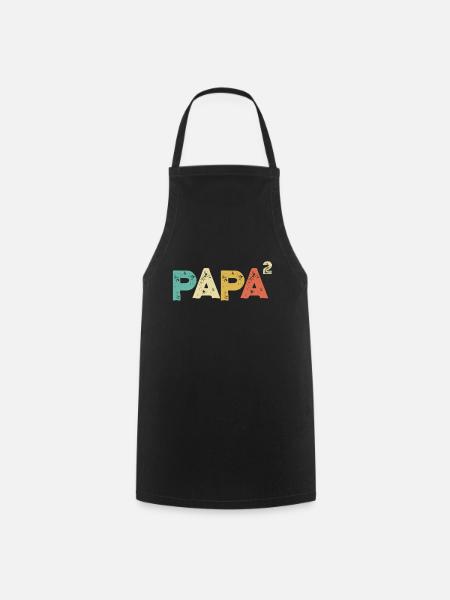 Papa hoch 2 Retro Vatertag Fun Geschenk für Väter - Kochschürze - Schwarz