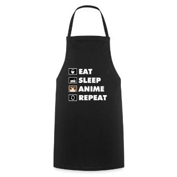 Anime - Cooking Apron - black - Front - AI Model Male 185 dark (185cm)