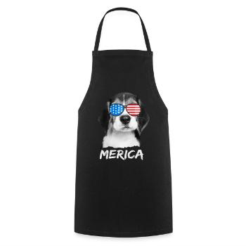 Beagle USA America Chien US États-Unis - Tablier de cuisine - noir - Devant - AI Model Male 185 dark (185cm)