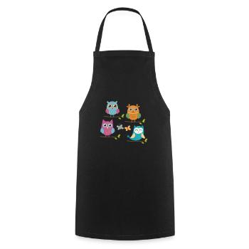 owl - Cooking Apron - black - Front - AI Model Male 185 dark (185cm)