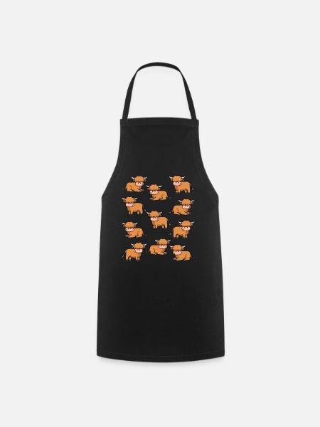 Scottish highland cow gift idea cow - Cooking Apron - black