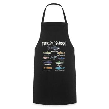 Types of sharks, Megaldon, Black Tip, Tiger Shark - Cooking Apron - black - Front - AI Model Male 185 dark (185cm)
