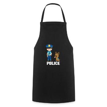 Polizei - Kochschürze - Schwarz - Vorne - AI Model Male 185 dark (185cm)