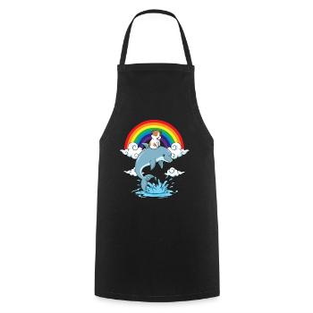Cochon d’Inde Arc-en-ciel Cadeau Enfants Dauphin - Tablier de cuisine - noir - Devant - AI Model Male 185 dark (185cm)