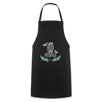 Love God Love People Bible Chrétienne - Tablier de cuisine - noir - Devant - AI Model Male 185 dark (185cm)