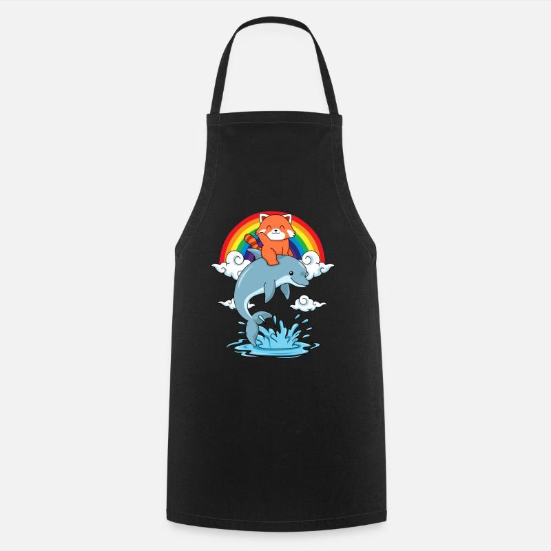 Roter Panda Geschenk Delfin Regenbogen Red Panda - Kochschürze - Schwarz