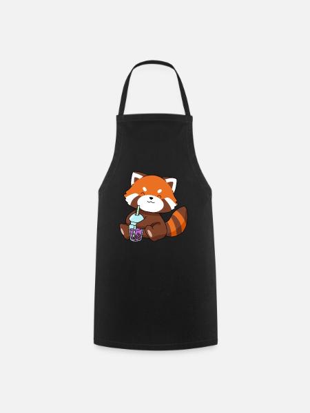 Red Panda Bubble Tea Geschenk Boba Tea Roter Panda - Förkläde - svart