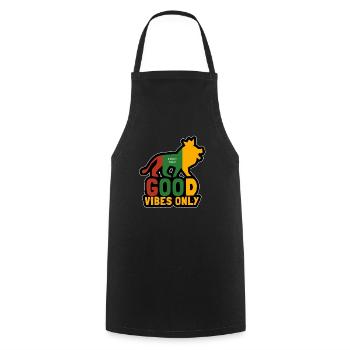 Good Vibes only, Reggae Jamaikanischer Löwe Krone - Kochschürze - Schwarz - Vorne - AI Model Male 185 dark (185cm)