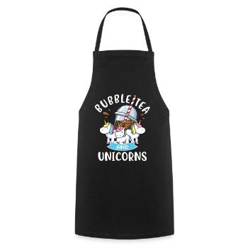 Bubble Tea Licorne Cadeau Filles Bubble Tea - Tablier de cuisine - noir - Devant - AI Model Male 185 dark (185cm)