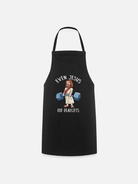 Bodybuilding Shirt Gym Deadlift Jesus Kreuzheben - Förkläde - svart