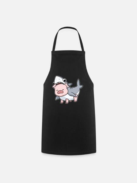 Pig shark costume gift funny pig - Cooking Apron - black