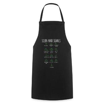 Diver hand signals, diving water sport - Cooking Apron - black - Front - AI Model Male 185 dark (185cm)