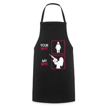 Gun Lover, Gun Owner Quote, Woman Weapons - Cooking Apron - black - Front - AI Model Male 185 dark (185cm)