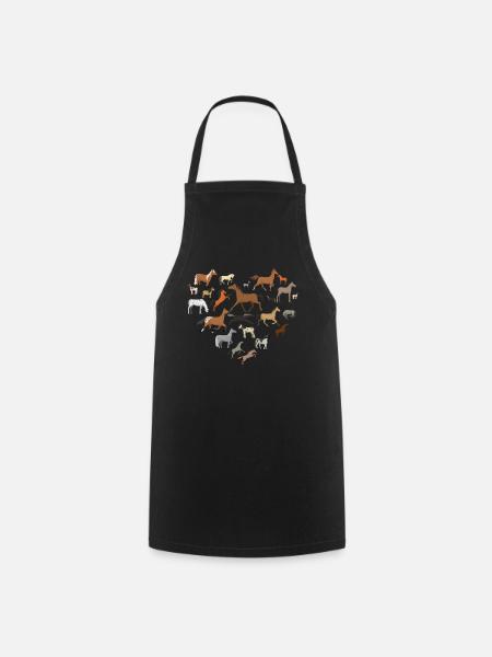 Chevaux Avec amour, Amoureux des chevaux, Chevaux mignons - Tablier de cuisine - noir