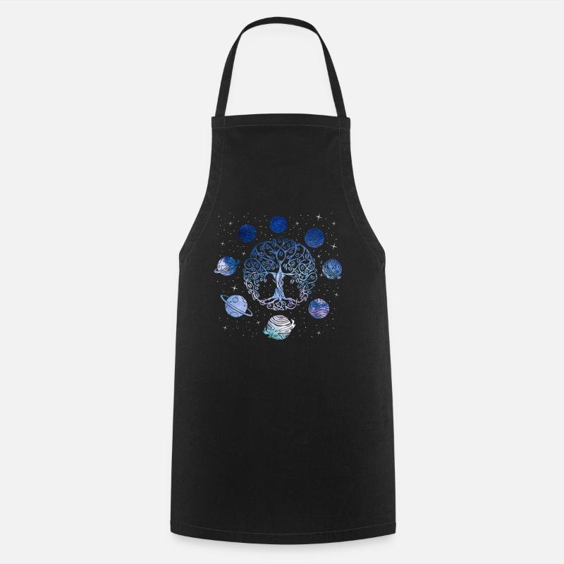 Arbre De Vie Et La Planète, Système Solaire - Tablier de cuisine - noir