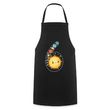 6th birthday children, space, solar system - Cooking Apron - black - Front - AI Model Male 185 dark (185cm)