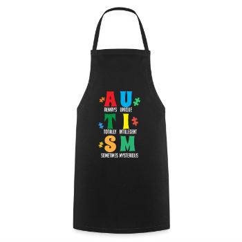 Autisme, Je porte bleu, conscience de l’autisme - Tablier de cuisine - noir - Devant - AI Model Male 185 dark (185cm)