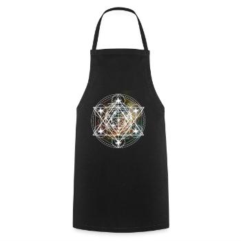 Metatron Cube Sacred Geometrie Spirituelles Yoga - Kochschürze - Schwarz - Vorne - AI Model Male 185 dark (185cm)