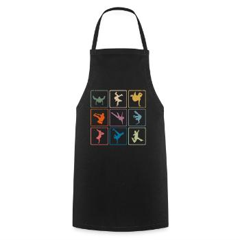 Retro-Break-Tänzerin Breatdancing - Kochschürze - Schwarz - Vorne - AI Model Male 185 dark (185cm)