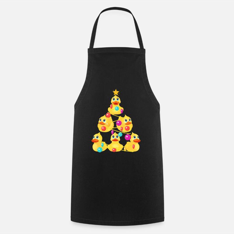 Rubber Duck Christmas Tree - Cooking Apron - black