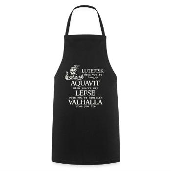 Scandinavian Poe, Viking, Lutefisk - Cooking Apron - black - Front - AI Model Male 185 dark (185cm)