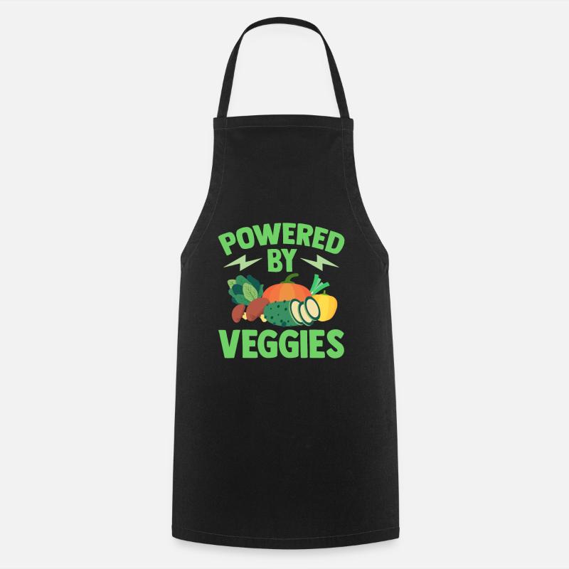Vegetarisch Powered By Veggies Vegan - Kochschürze - Schwarz