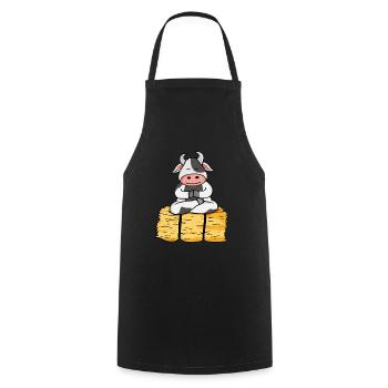 Cadeau de vache Femmes Vaches Méditez Yoga - Tablier de cuisine - noir - Devant - AI Model Male 185 dark (185cm)