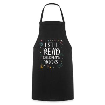 I still read children's books, readers, books - Cooking Apron - black - Front - AI Model Male 185 dark (185cm)