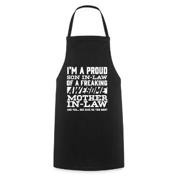 Mother-in-law's son-in-law - Cooking Apron - black - Front - AI Model Male 185 dark (185cm)