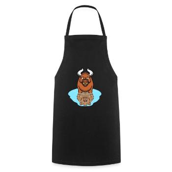 Stock Market Trader Investor Bull Bear - Cooking Apron - black - Front - AI Model Male 185 dark (185cm)