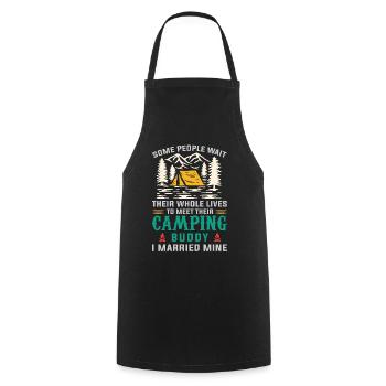 Camping Buddy Married, Camping, Outdoor - Cooking Apron - black - Front - AI Model Male 185 dark (185cm)