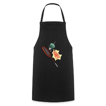Badminton Player Shuttlecock Screaming Ahhh - Cooking Apron - black - Front - AI Model Male 185 dark (185cm)