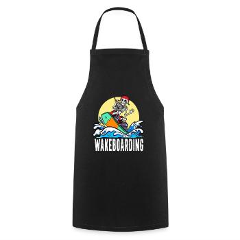 Wakeboarder Skelett auf dem Wakeboarden - Kochschürze - Schwarz - Vorne - AI Model Male 185 dark (185cm)