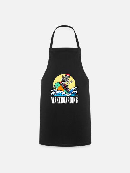 Wakeboarder Skelett auf dem Wakeboarden - Kochschürze - Schwarz