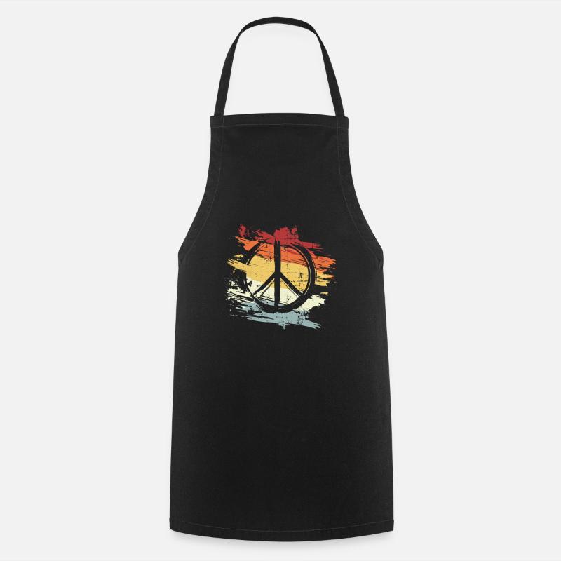 Retro Vintage Design Friedenszeichen Peace Zeichen - Forklæde - sort
