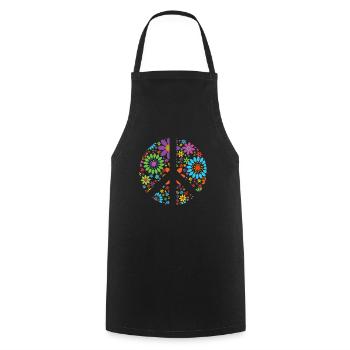 Retro Flowers Design Signe de paix Signe de paix - Tablier de cuisine - noir - Devant - AI Model Male 185 dark (185cm)