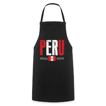 Peru Fan, Südamerika - Kochschürze - Schwarz - Vorne - AI Model Male 185 dark (185cm)