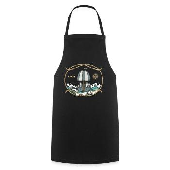 Bateau d’histoire de la Grèce antique - Tablier de cuisine - noir - Devant - AI Model Male 185 dark (185cm)