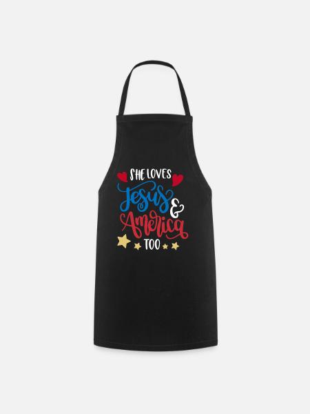 Elle aime aussi Jésus et l’Amérique - Tablier de cuisine - noir