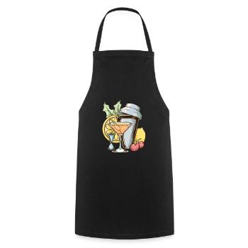 Vintage Bartender Mix Cocktail Barkeeper - Cooking Apron - black - Front - AI Model Male 185 dark (185cm)