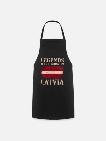 Vintage Design Latvian Flag Latvia - Cooking Apron - black