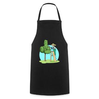 Garden Gardener Cut Hedge Middle Finger Gardening - Cooking Apron - black - Front - AI Model Male 185 dark (185cm)