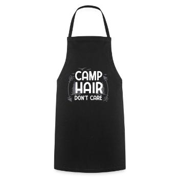 Camp hair doesn't care - Camping Glamping - Cooking Apron - black - Front - AI Model Male 185 dark (185cm)