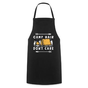 Camp hair doesn't care - Camping Glamping - Cooking Apron - black - Front - AI Model Male 185 dark (185cm)