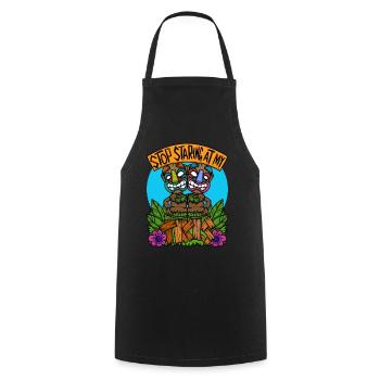 Stop Staring At My Tiki Hawaiian Hawaii Luau - Cooking Apron - black - Front - AI Model Male 185 dark (185cm)