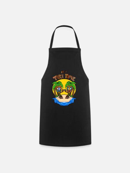 C’est Tiki Time Head Tiki Hawaiian Hawaii Luau - Tablier de cuisine - noir