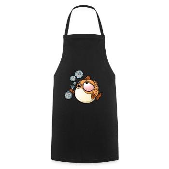 Weed Smoking Puffer Fish - Cooking Apron - black - Front - AI Model Male 185 dark (185cm)