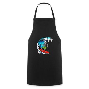 Seleton Surfer Surfing - Cooking Apron - black - Front - AI Model Male 185 dark (185cm)