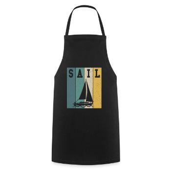 Sailor Sunset Voilier Skipper Capitaine Voile - Tablier de cuisine - noir - Devant - AI Model Male 185 dark (185cm)