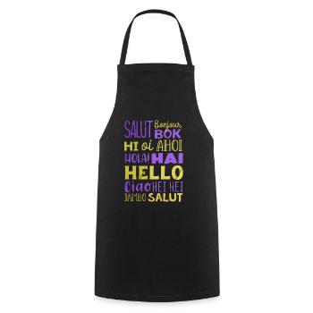 Word Hello Different Languages, Language Teacher - Cooking Apron - black - Front - AI Model Male 185 dark (185cm)